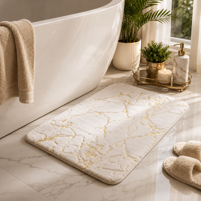 Levrane™ Luxury Marble Bath Mat | Ultra Soft, Non-Slip & Quick Dry